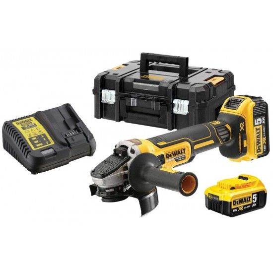Dewalt (DCG405P2-QW) 18V XR® Brushless 125mm Paddle Switch Angle Grinder - 2x5Ah