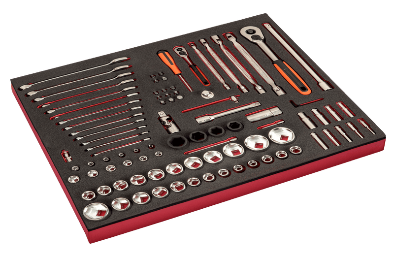 Bahco (FF1A153) Conjunto de chaves de caixa de 1/4" e 1/2", chaves de fendas e alicates Fit&amp;Go de 3/3" - 94 peças