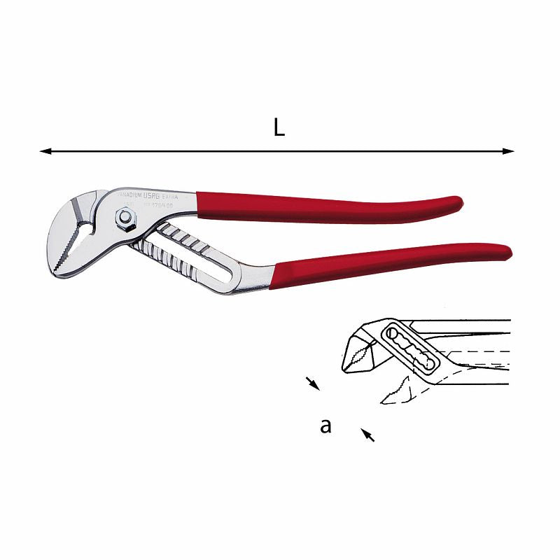 Alicate ajustável de encaixe deslizante USAG (179 L) com canais, tipo rack