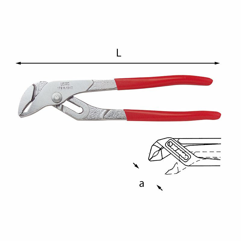 USAG (179 N) Alicate ajustável de encaixe deslizante com canais, tipo rack