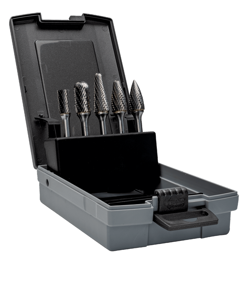 Juego de fresas rotativas de carburo de tungsteno Bahco (RB-SET1-M06X-5P) para metal de 10 y 12 mm - 5 piezas