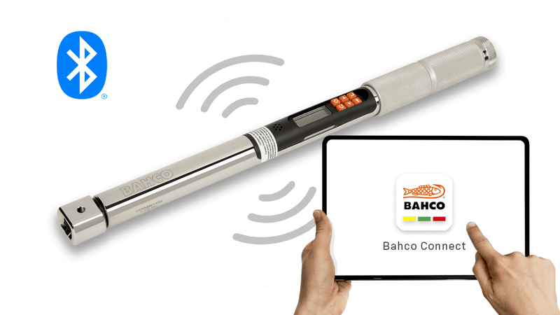 Bahco (TAWMB930M) Chave de torque e ângulo digital Bluetooth® Slim com memória e cabeça retangular intercambiável 1,5-30 Nm