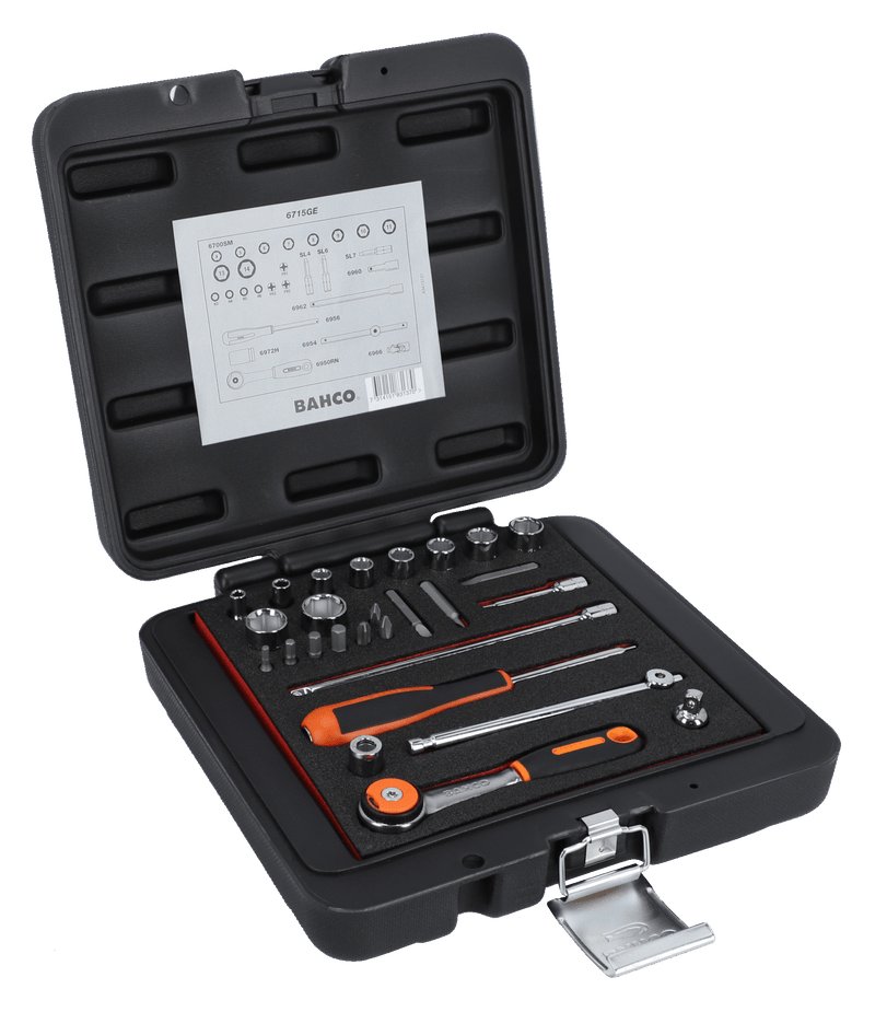 Conjunto de chaves de caixa Bahco (6715GE), 27 peças