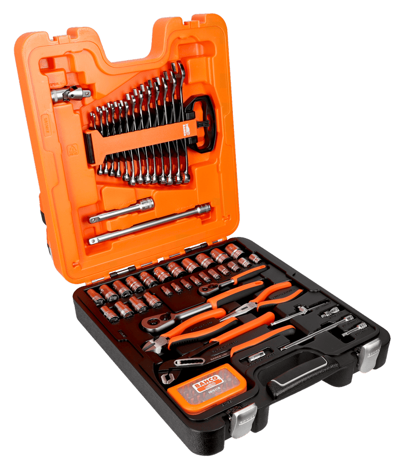 Juego de llaves de vaso Bahco (S81MIX) de 1/2"+1/4" con otras herramientas, 81 piezas