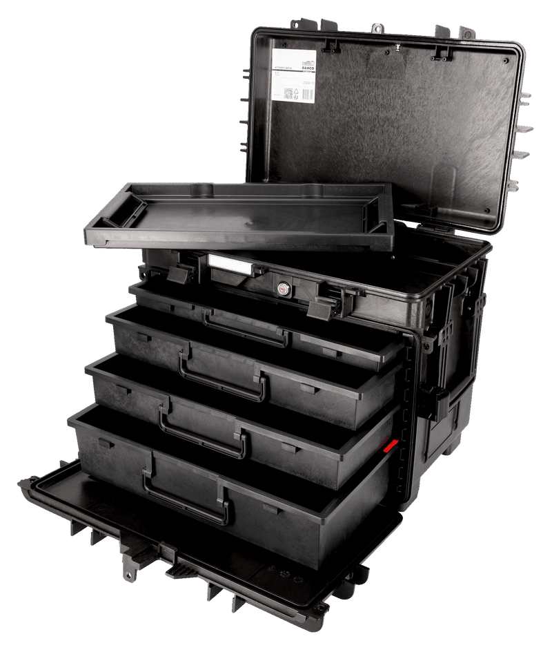 Bahco (4750RCWD4) Caixa rígida reforçada com 4 gavetas, com rodas