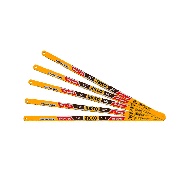 INGCO (HSBKT12185) Set Of 5 Bimetal 18t 300mm Saw Blades In Blister Pack
