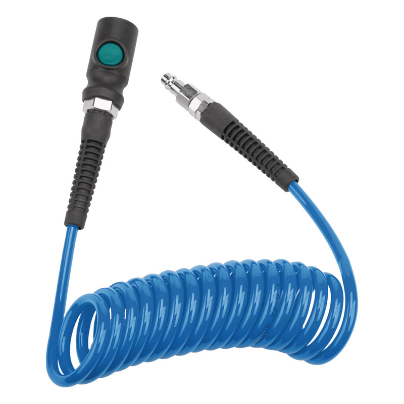 (2105870) Spiral hose PU 5x8mm 3m with one-hand safety coupling