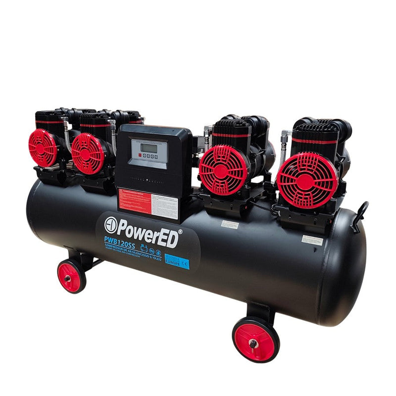 PowerED (PWB120SS) Silent Oil-Free Air Compressor 120L 8bar 6.4HP