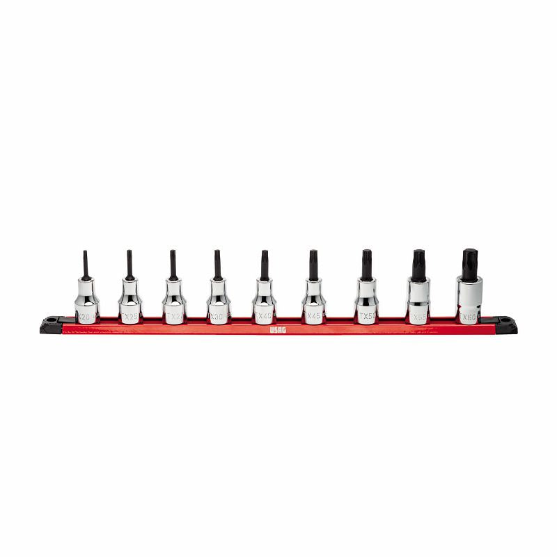 USAG (233 1/2 NTX/S9) Set of 9 Socket Bits for Torx Screws