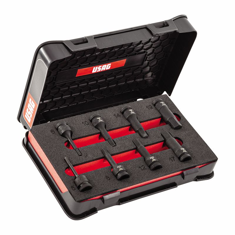 USAG (234 1/2 MN/C8) Surtido con puntas de impacto para tornillos de cabeza hueca hexagonal en estuche de ABS (8 piezas)