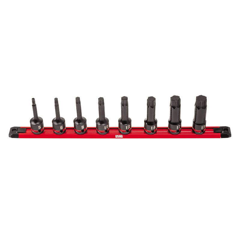 USAG (234 1/2 MX/SE8) Set Of 8 Impact Socket Bits With Special X-Grip Hex Profile For Hex Socket Screws