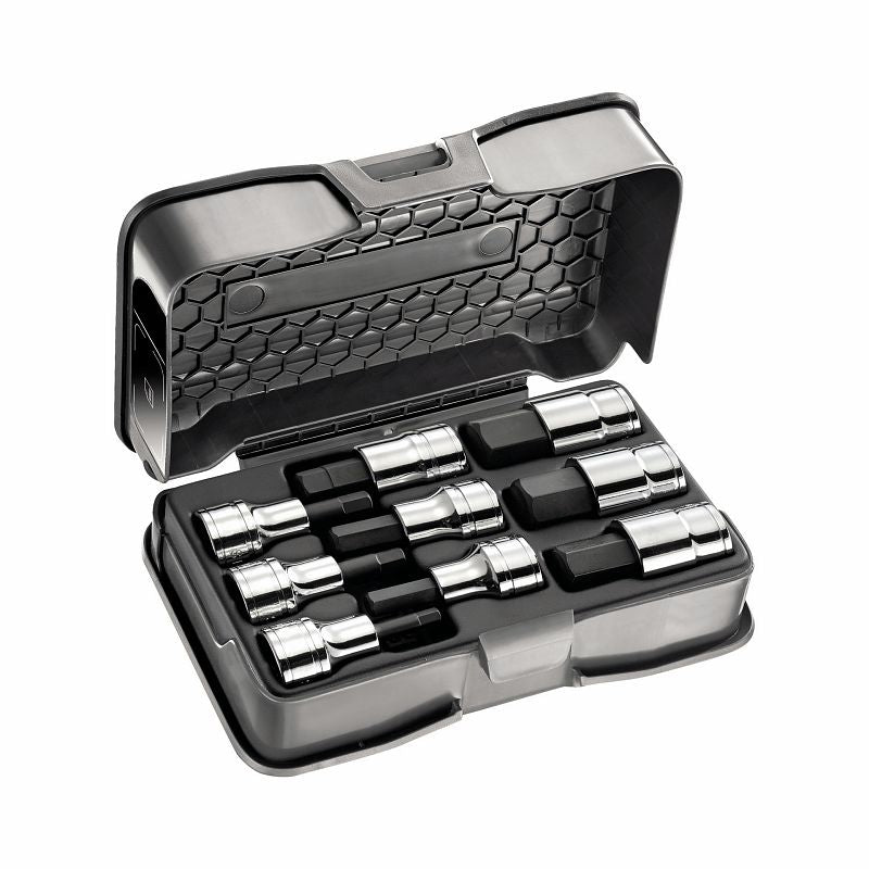 USAG (234 1/2 N/C9) Surtido con puntas de vaso para tornillos de cabeza hueca hexagonal en estuche de ABS (9 piezas)