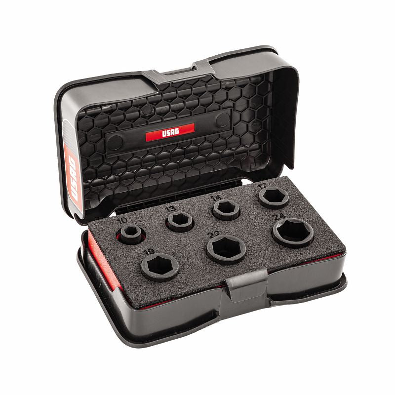 USAG (235 1/2 M/C7) Sortido com encaixes hexagonais de impacto em estojo ABS (7 unidades)