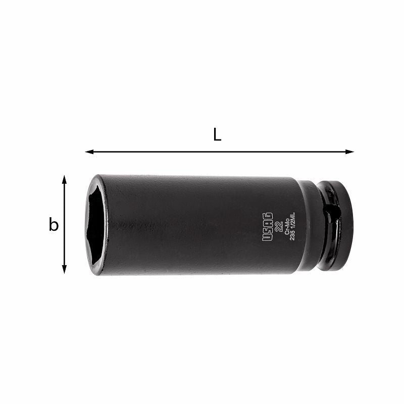Soquetes hexagonais de impacto longo USAG (235 1/2 ML)