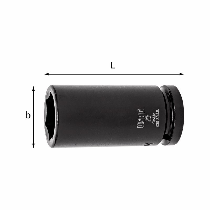 Soquetes hexagonais de impacto longo USAG (235 3/4 ML)