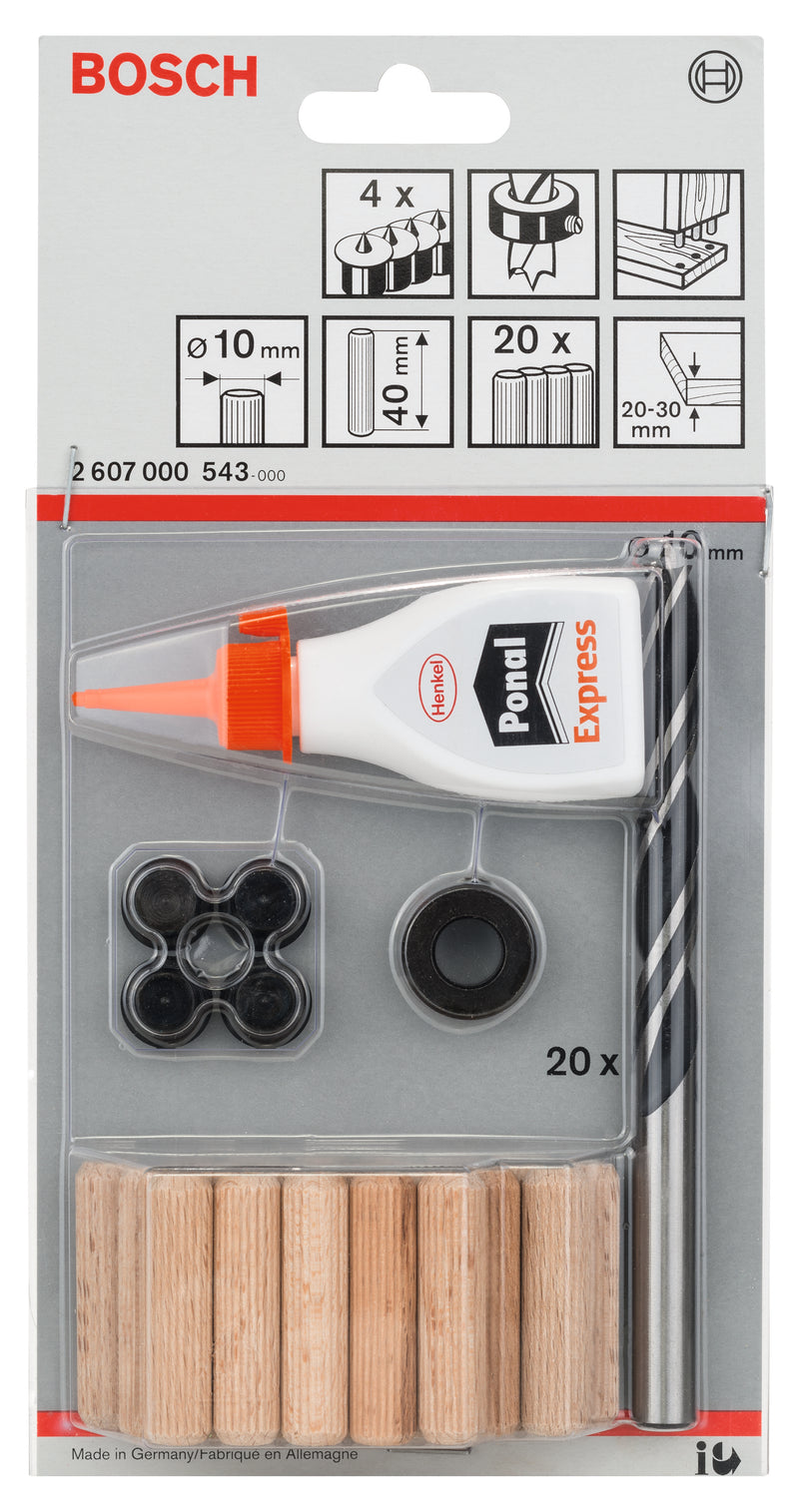 Bosch Wood Dowel Set, 27 Pieces, 10mm