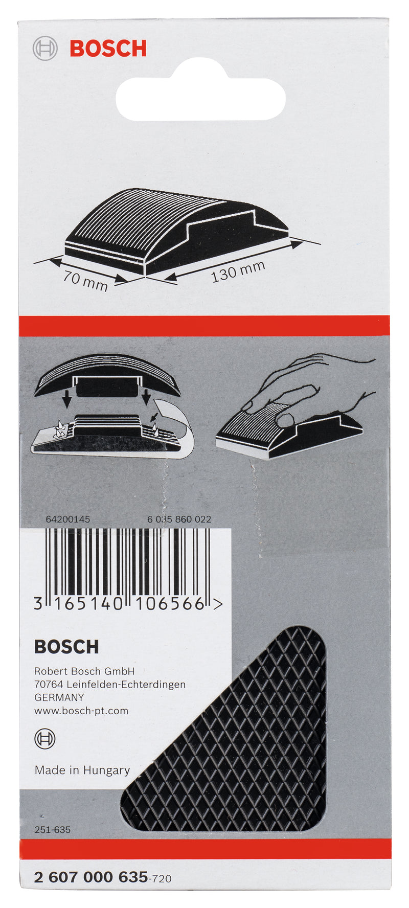 Bloco de lixa manual Bosch 70x130mm, 1x