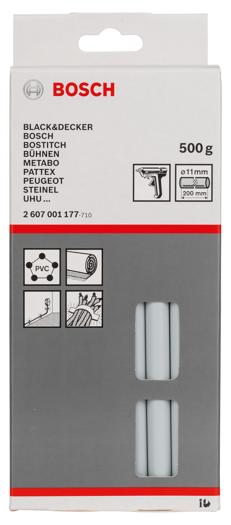 Bastões de cola cinzenta Bosch (500 g) embalagem de 25 unidades