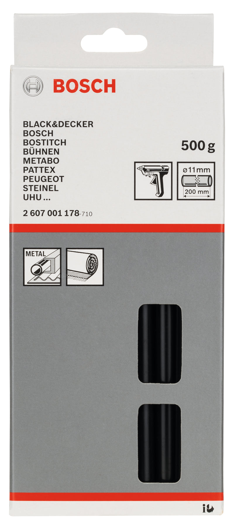 Barras de pegamento negro Bosch (500 g), paquete de 25