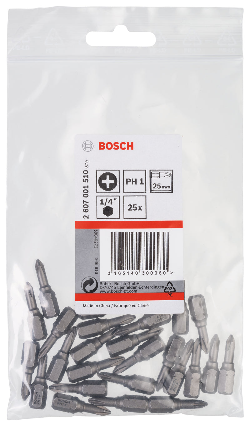 Juego Bosch de 25 piezas PH1, 25 mm
