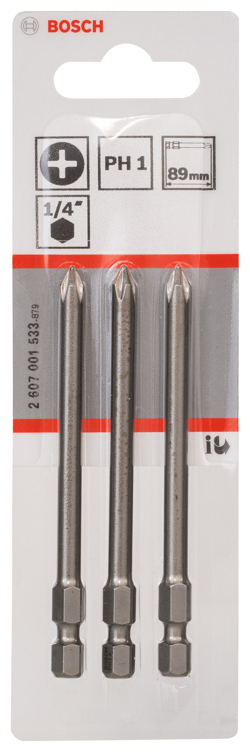 Punta de destornillador Bosch PH1 (89 mm) x 3