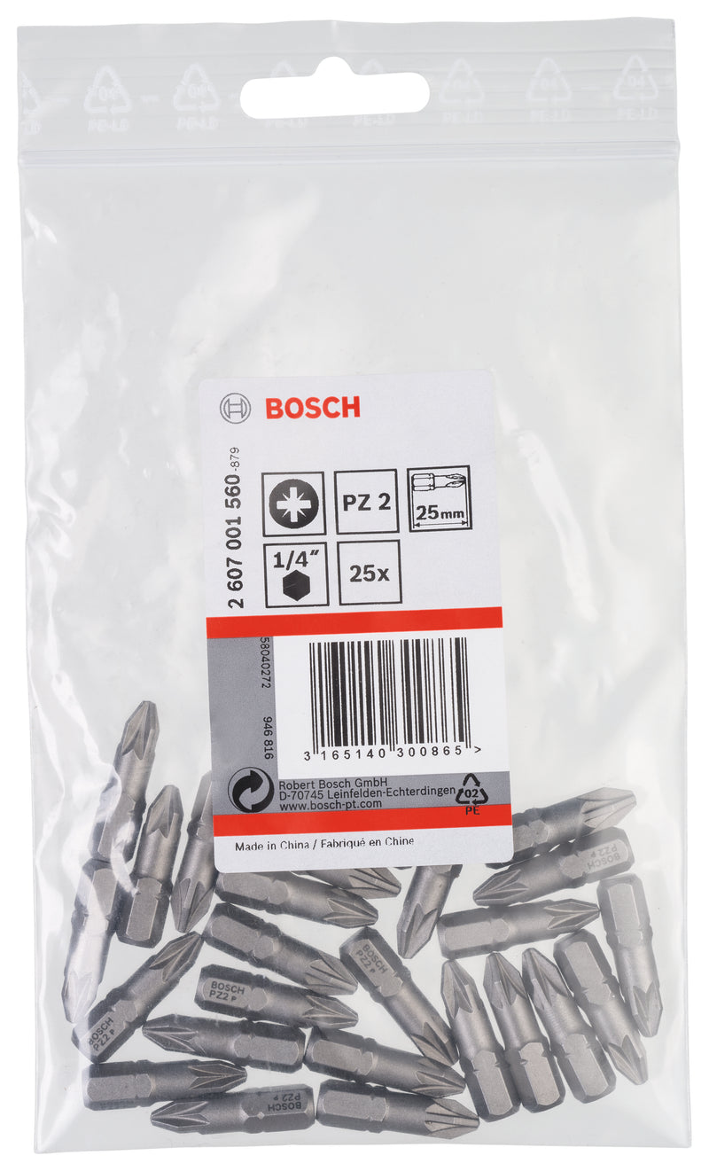 Juego Bosch de 25 piezas PZ2, 25 mm
