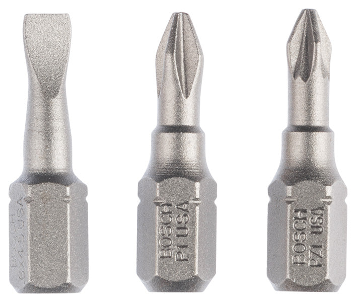 Bosch Set of 3 extra-hard (mixed) screwdriver bits. S 0.6x4.5; PH1; PZ1; 25 mm