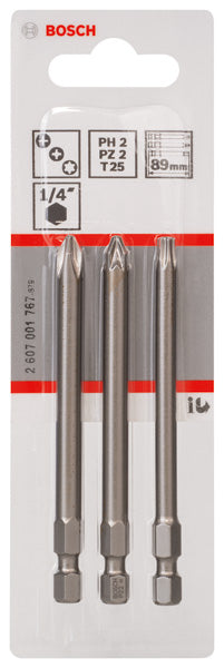 Embalagem de 3 chaves de fendas mistas Bosch PH, PZ, Torx (25 mm)