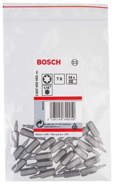 Bosch Extra-hard screwdriver bit. T8, 25 mm