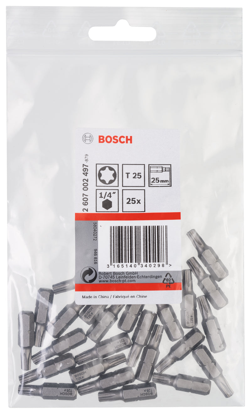 Juego Bosch de 25 piezas T25, 25 mm