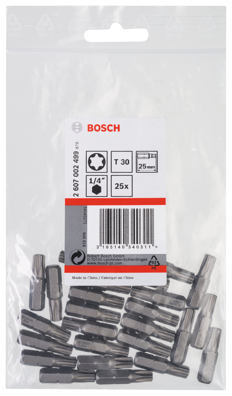 Juego Bosch de 25 piezas T30, 25 mm