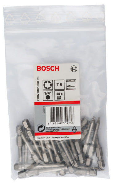 Bosch Extra-hard screwdriver bit . T8, 49 mm