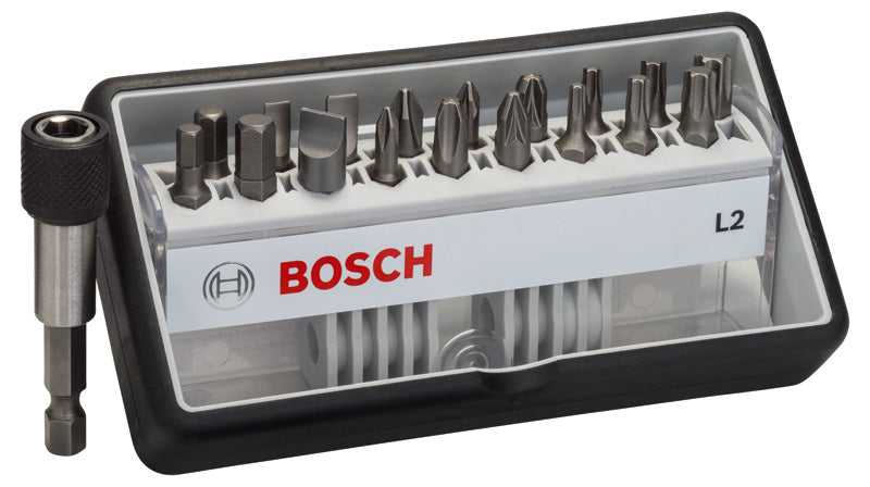 Bosch Robust Line Screwdriver Bit Set, 18 + 1 pcs, L PH/PZ/T/S/HEX, Extra Hard version