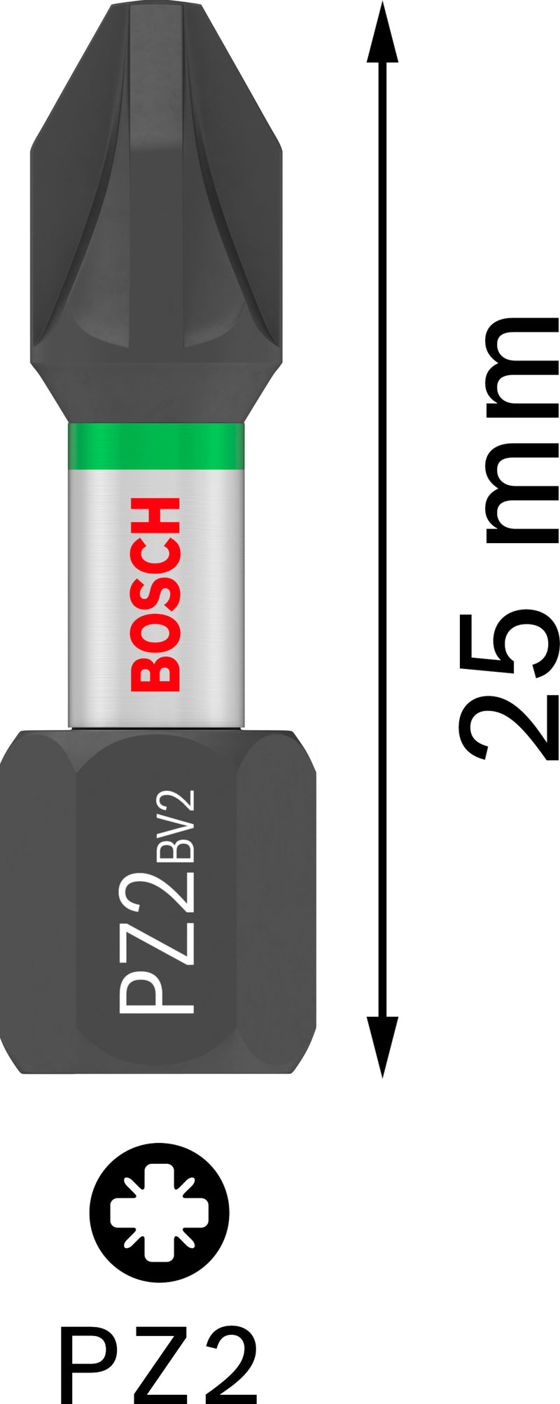 Bosch Screwdriver Bit Impact PZ2 25mm 25pc