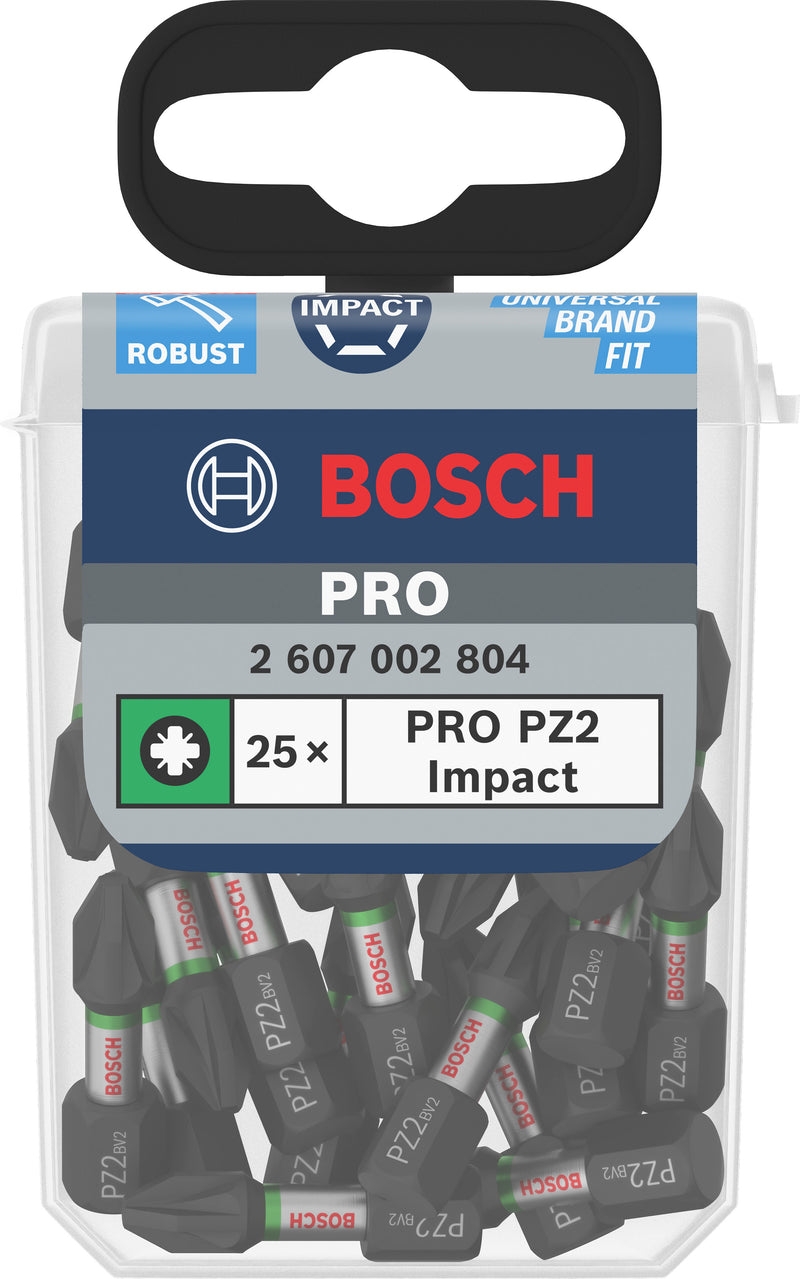 Bosch Screwdriver Bit Impact PZ2 25mm 25pc