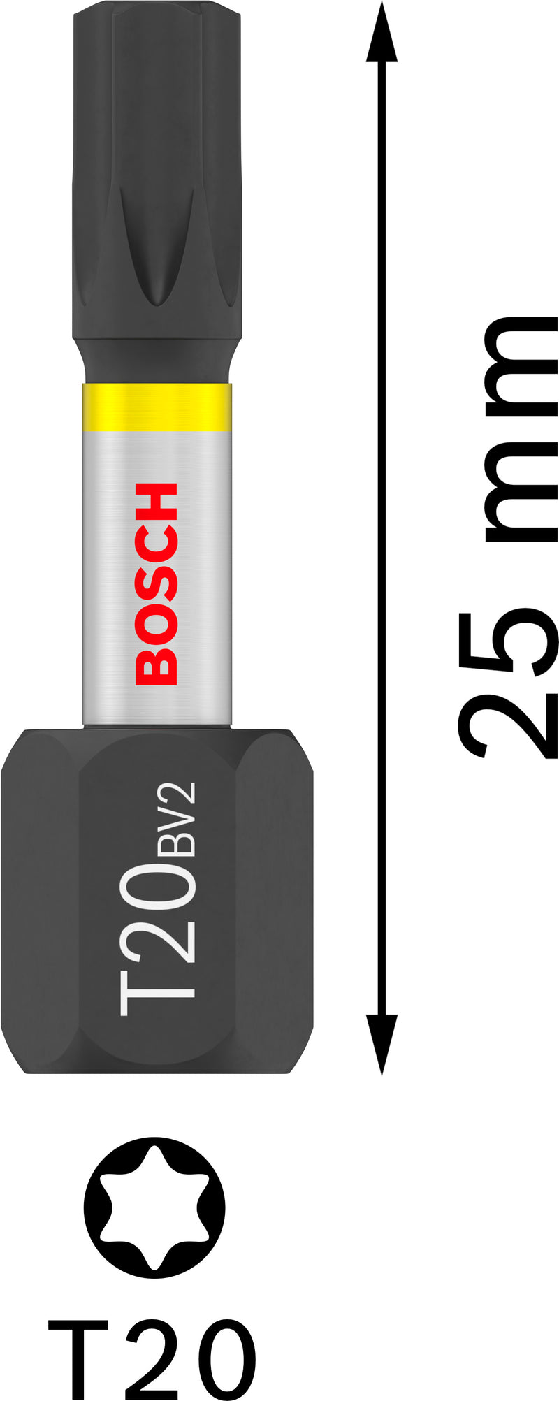Punta de destornillador Bosch Impact T20 de 25 mm (25 piezas)