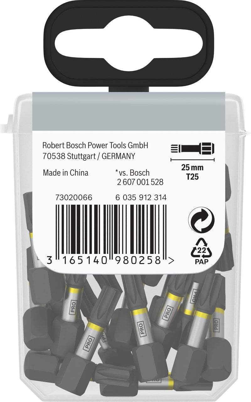 Bosch Screwdriver Bit Impact T25 25mm 25pc