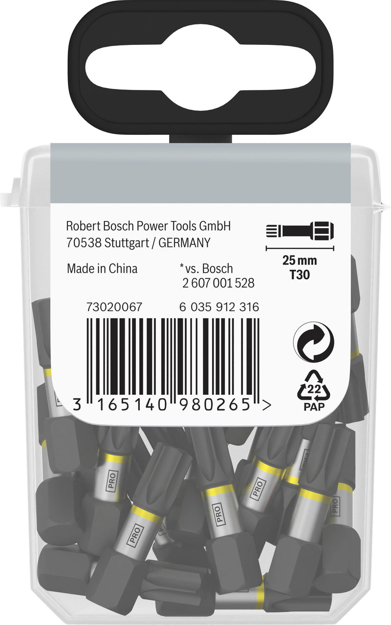 Bosch Screwdriver Bit Impact T30 25mm 25pc