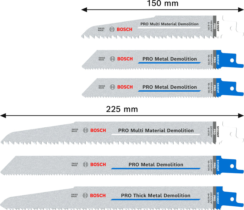 Juego de cuchillas de demolición Bosch PRO, 6 piezas