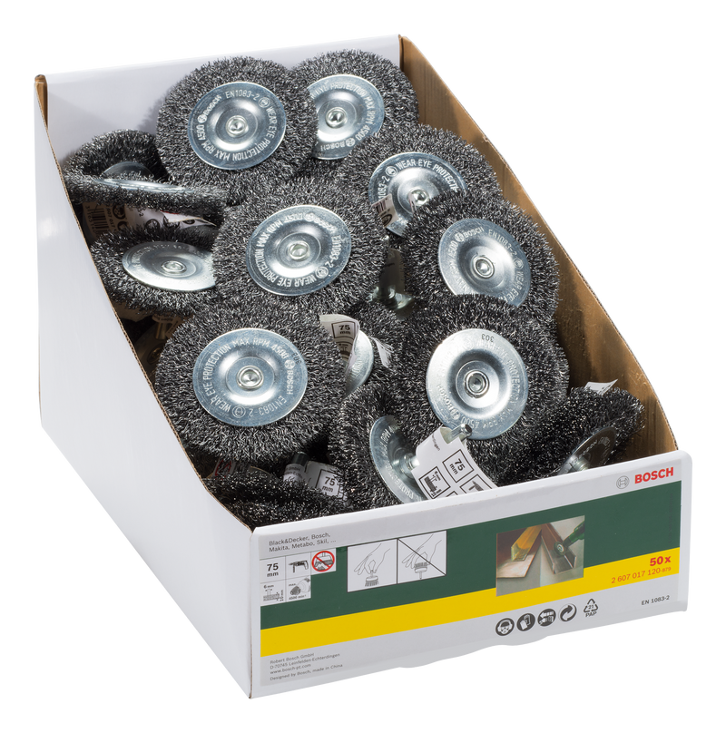 Bosch Cordless Drill Brushes - Crimped Wire, Ø 75 mm
