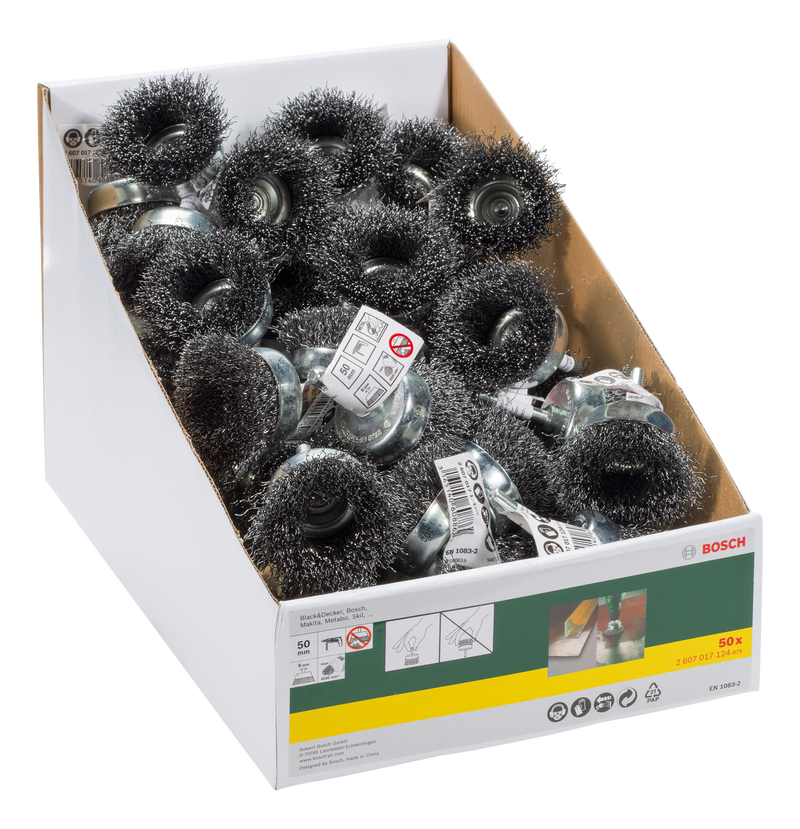 Escovas tipo copo Bosch para berbequins - Arame ondulado, Ø 50 mm