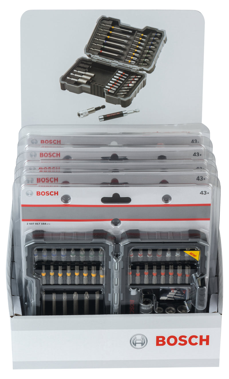Pontas aparafusadoras, conjuntos Bosch Accessories (Conjunto de chaves de caixa e pontas, 43 unidades, pontas de aparafusar Extra Hard, PH, PZ, T, SL, H, suporte universal Quick Change e suporte magnético universal)