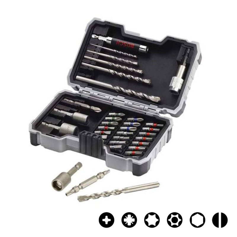 Conjunto de berbequins e aparafusadoras Bosch com 35 peças