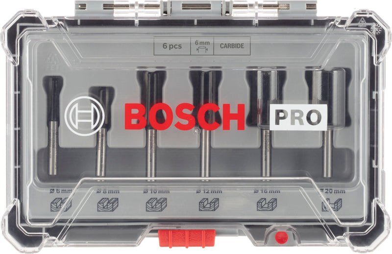 Conjunto de brocas retas para tupia Bosch PRO, haste de 6 mm,