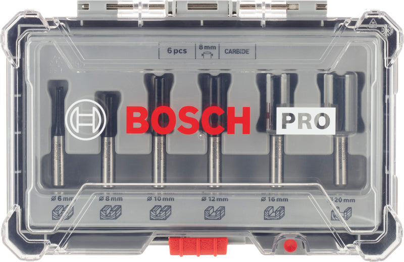 Bosch PRO Router Bit Straight Set, Shank 8mm,