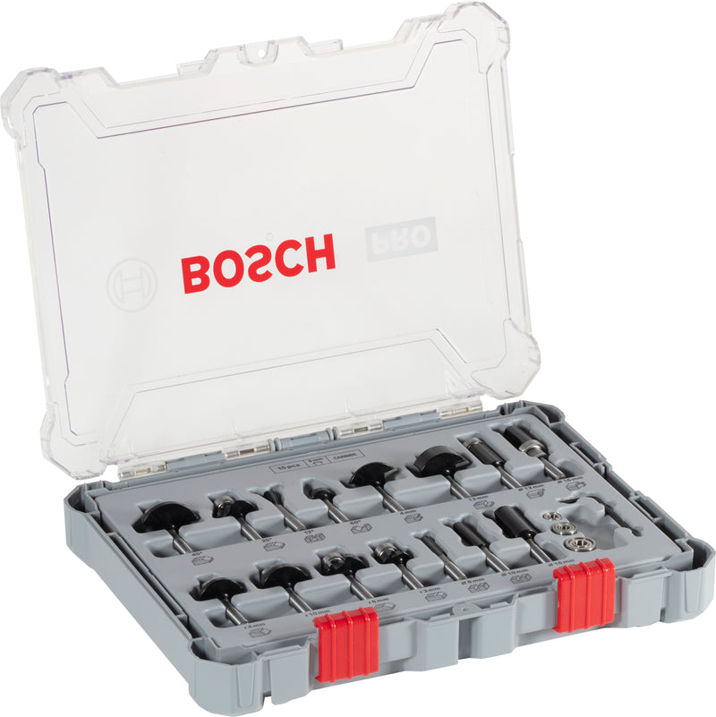 Bosch PRO Router Bit Mixed Set, Shank 6 mm, 15