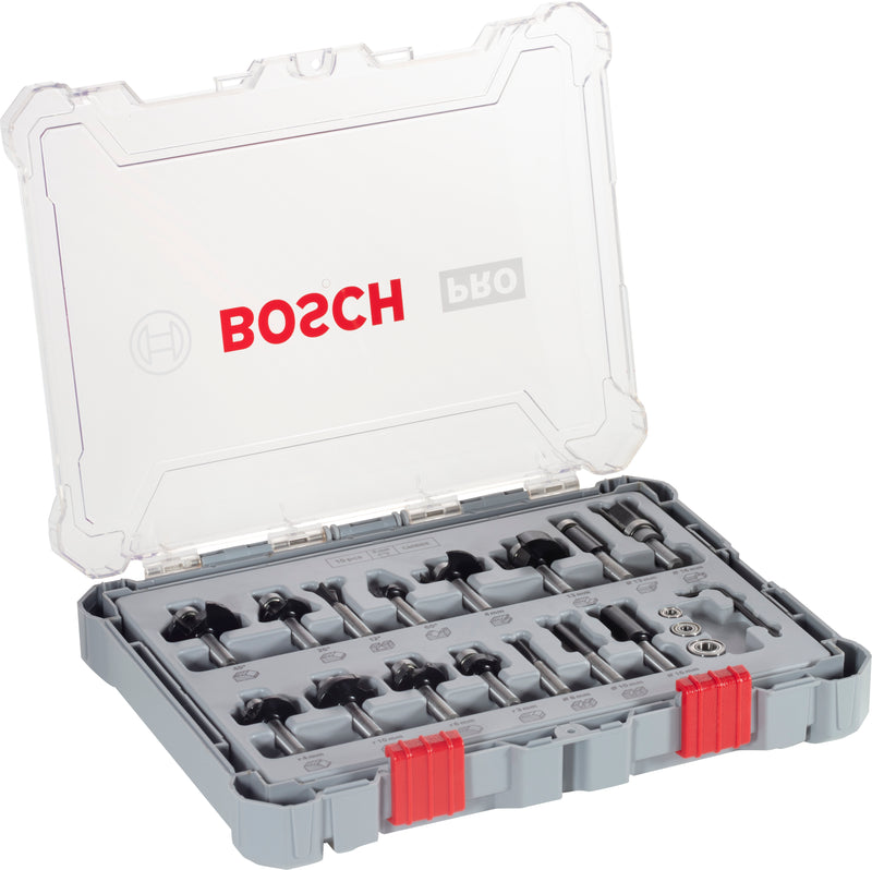 Bosch PRO Router Bit Mixed Set, Shank 8mm, 15