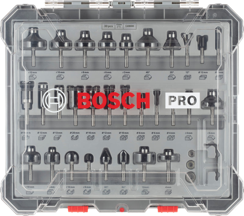 Bosch PRO Router Bit Mixed Set, Shank 6 mm, 30