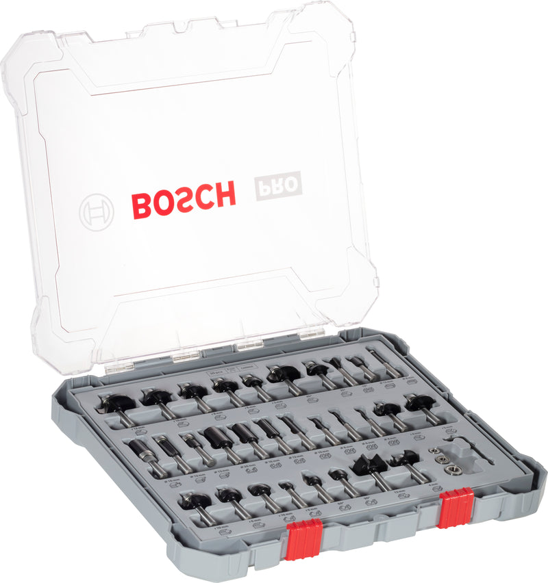Bosch PRO Router Bit Mixed Set, Shank 8mm, 30