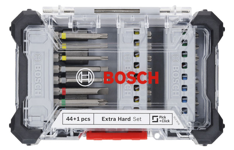 Bosch 44+1PC EXTRAHARD SET WITH HANDLE W/ DISP